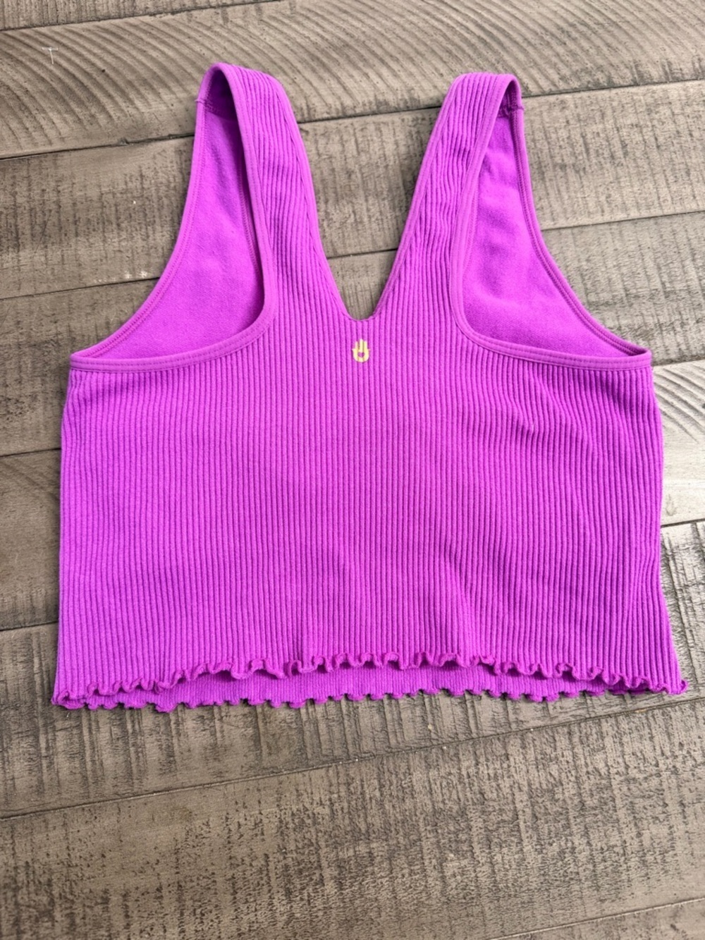 Spiritual Gangster Ribbed Scoop Neck Crop Tank - Bright Purple - Picture 2 of 3